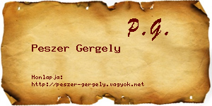 Peszer Gergely névjegykártya